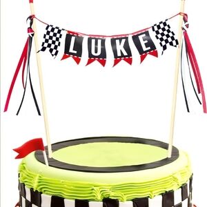 Racing Theme Cake Topper with Custom Name